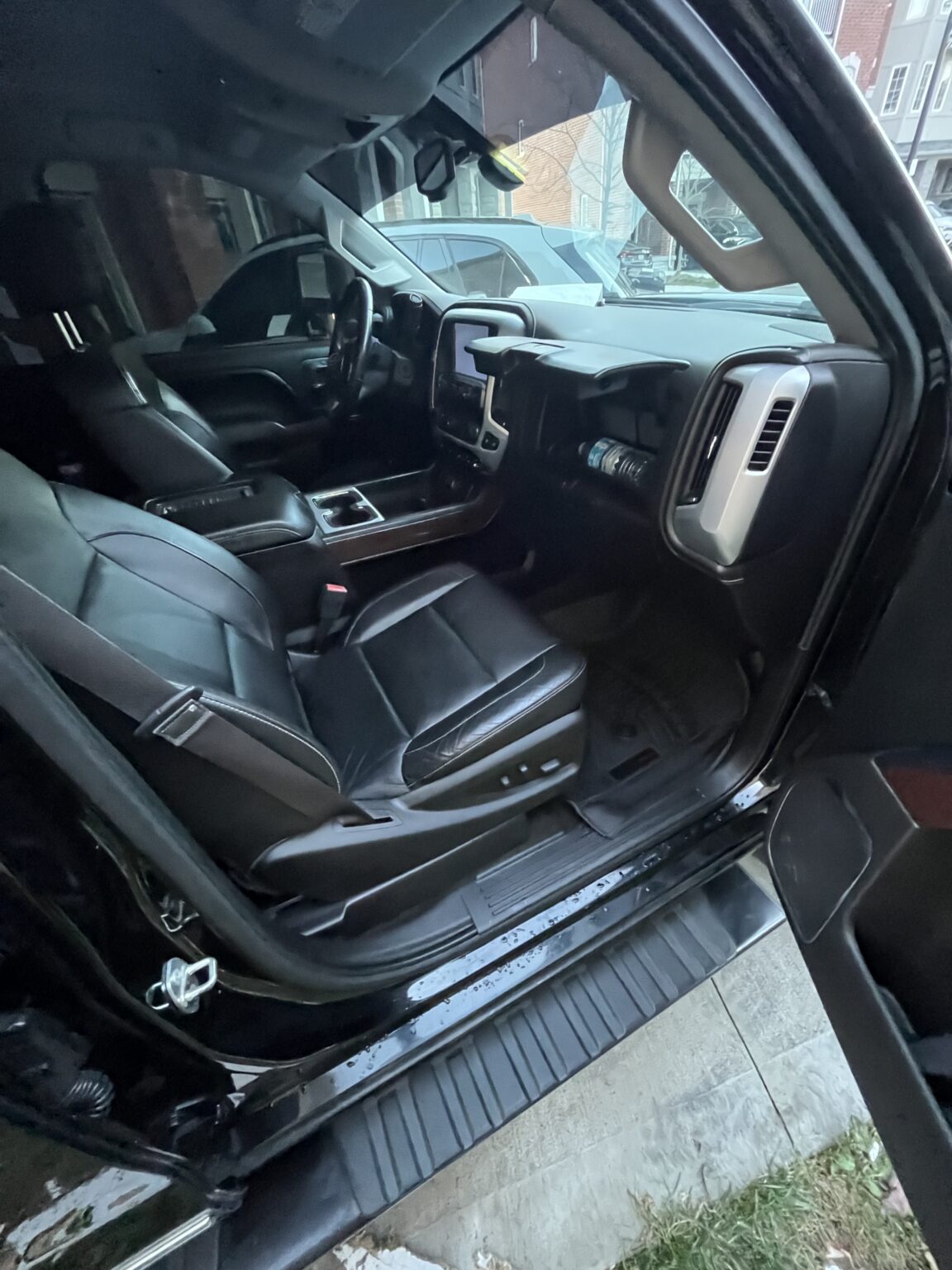 Black leather truck interior professionally detailed clean