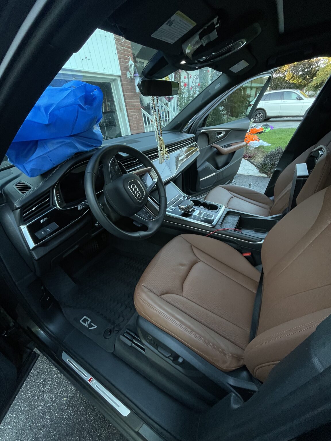 Luxury Audi car interior detailed brown leather